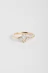 Bague de Fiançailles Sertie Anneau fin or rose 18 carats Brillant Diamant naturel taille Poire monture Solitaire épaulé Bague de Fiançailles Sertie Anneau fin or rose 18 carats Brillant Diamant naturel taille Poire monture Solitaire épaulé