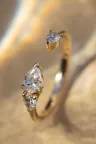 Bague ouverte or rose toi et moi diamant poire Gwen S