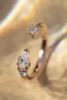 Bague ouverte or blanc toi et moi diamant poire Gwen S