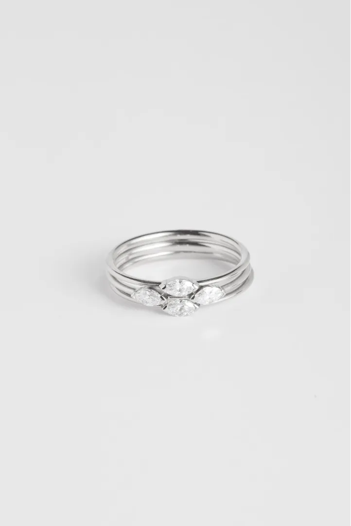 Bague Demi-tour Anneau fin or blanc 18 carats Poli Diamant naturel monture Trilogie Bague Demi-tour Anneau fin or blanc 18 carats Poli Diamant naturel monture Trilogie