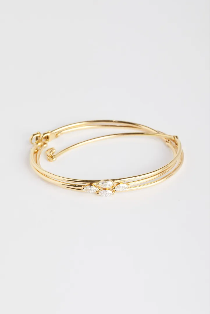 Bracelet Jonc multi-rangs Serti or jaune 18 carats Poli Diamant naturel Bracelet Jonc multi-rangs Serti or jaune 18 carats Poli Diamant naturel