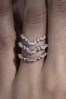 Alliance courbée or rose pavé diamant Sarah XL