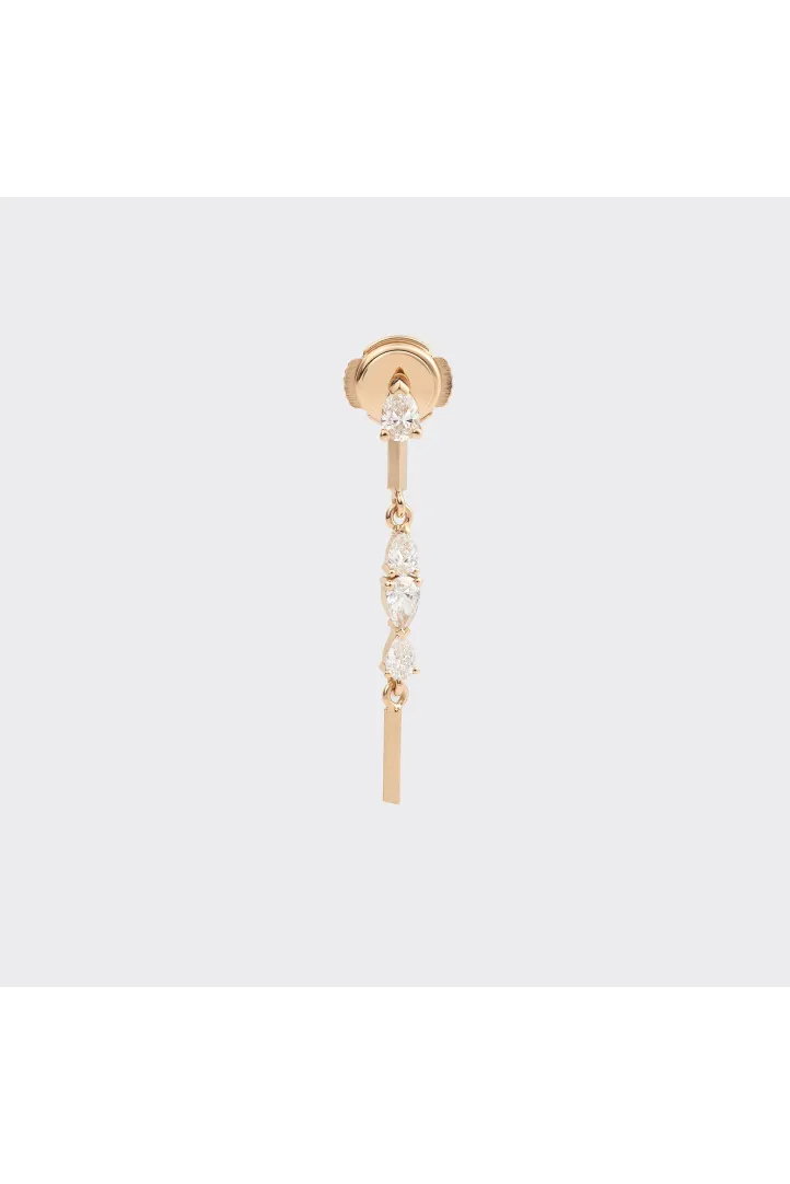 Boucle d'oreille Boucles pendantes Serties or rose 18 carats Poli Diamant naturel Boucle d'oreille Boucles pendantes Serties or rose 18 carats Poli Diamant naturel