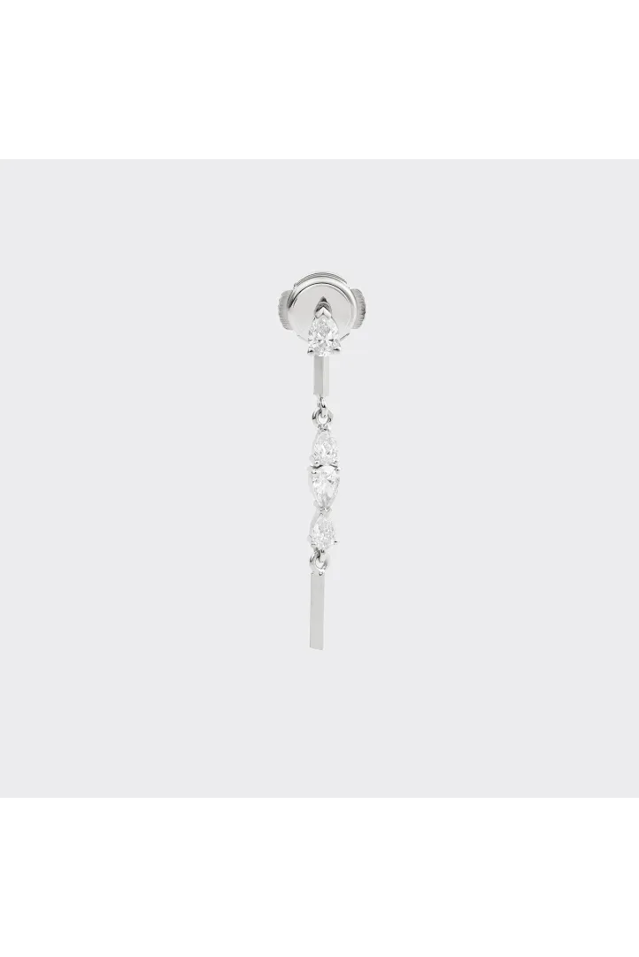 Boucle d'oreille Boucles pendantes Serties or blanc 18 carats Poli Diamant naturel Boucle d'oreille Boucles pendantes Serties or blanc 18 carats Poli Diamant naturel