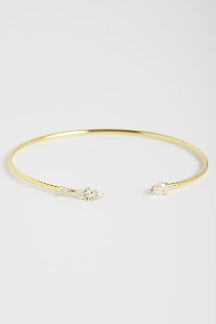 Bracelet Jonc Serti or jaune 18 carats Poli Diamant naturel Bracelet Jonc Serti or jaune 18 carats Poli Diamant naturel