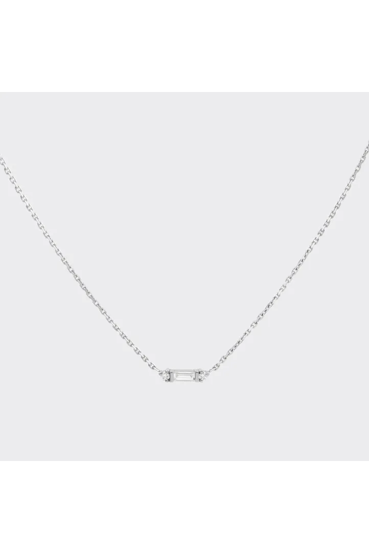 Collier Chaîne avec pendentif Serti or blanc 18 carats Brillant Diamant naturel