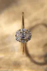 Bague Fiançailles or rose marguerite diamant ovale Madeleine S