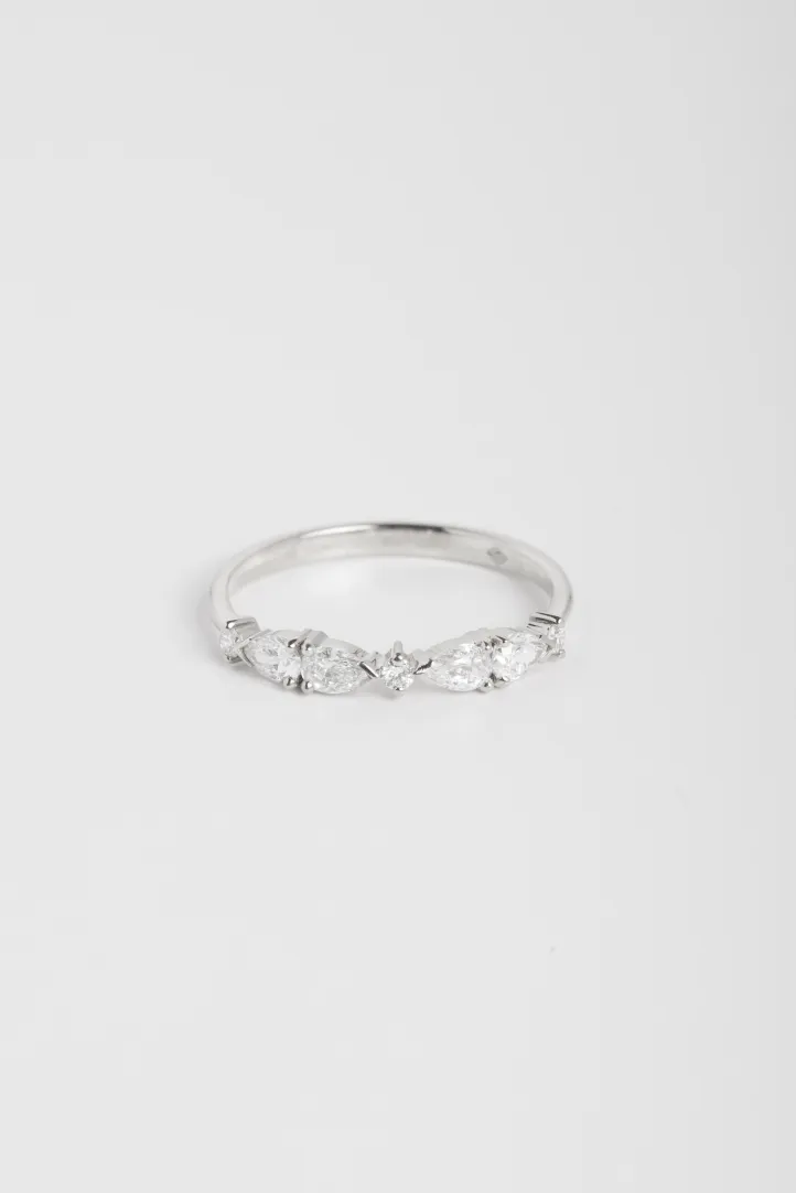 Bague Demi-tour Anneau fin or blanc 18 carats Brillant Diamant naturel monture Solitaire épaulé Bague Demi-tour Anneau fin or blanc 18 carats Brillant Diamant naturel monture Solitaire épaulé