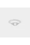 Bague de Fiançailles Sertie Anneau fin or blanc 18 carats Brillant Diamant naturel taille Emeraude monture Halo Bague de Fiançailles Sertie Anneau fin or blanc 18 carats Brillant Diamant naturel taille Emeraude monture Halo