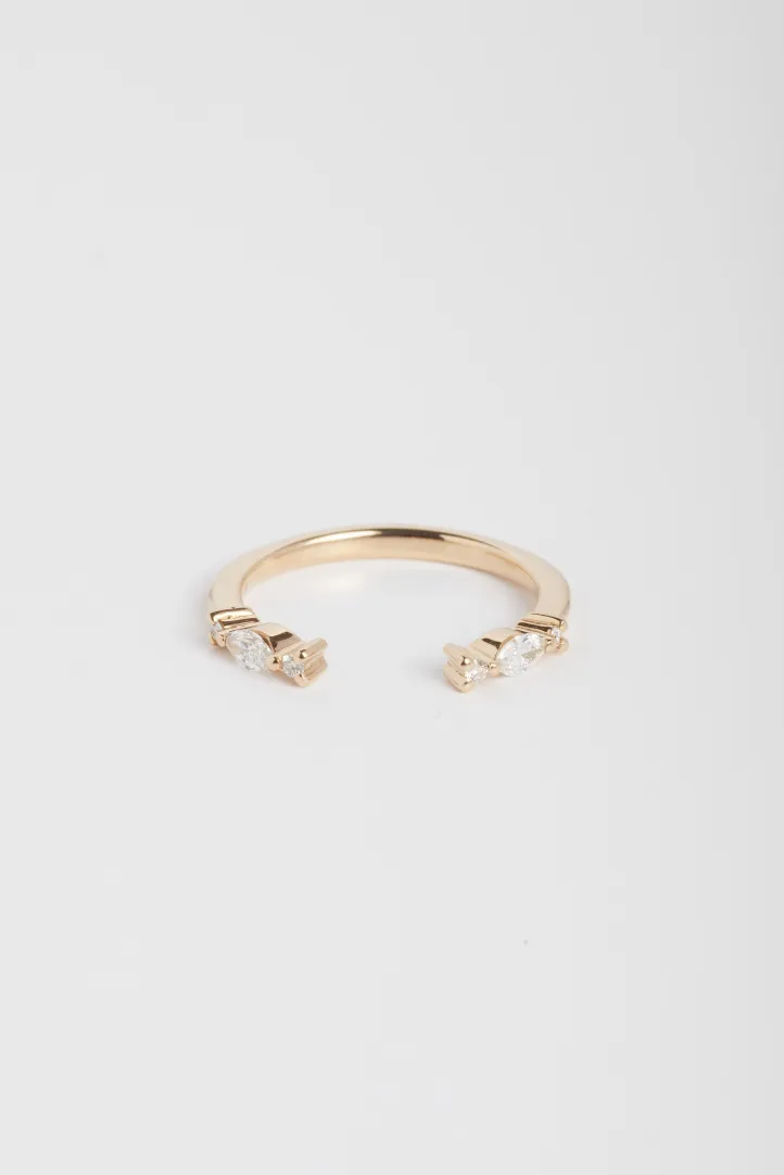 Alliance Ouverte Anneau épais or rose 18 carats Brillant Diamant naturel monture Pavé Alliance Ouverte Anneau épais or rose 18 carats Brillant Diamant naturel monture Pavé