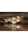 Bague Fiançailles or blanc solitaire épaulé diamant ovale Rania L Bague Fiançailles or blanc solitaire épaulé diamant ovale Rania L