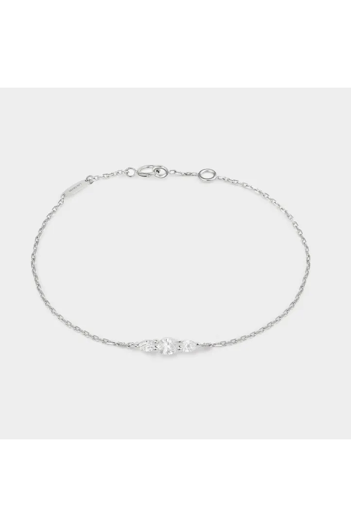 Bracelet Chaîne Serti or blanc 18 carats Poli Diamant naturel Bracelet Chaîne Serti or blanc 18 carats Poli Diamant naturel