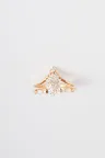 Bague de Fiançailles Courbée Mini anneau or jaune 18 carats Brillant Diamant naturel taille Marquise monture Marguerite