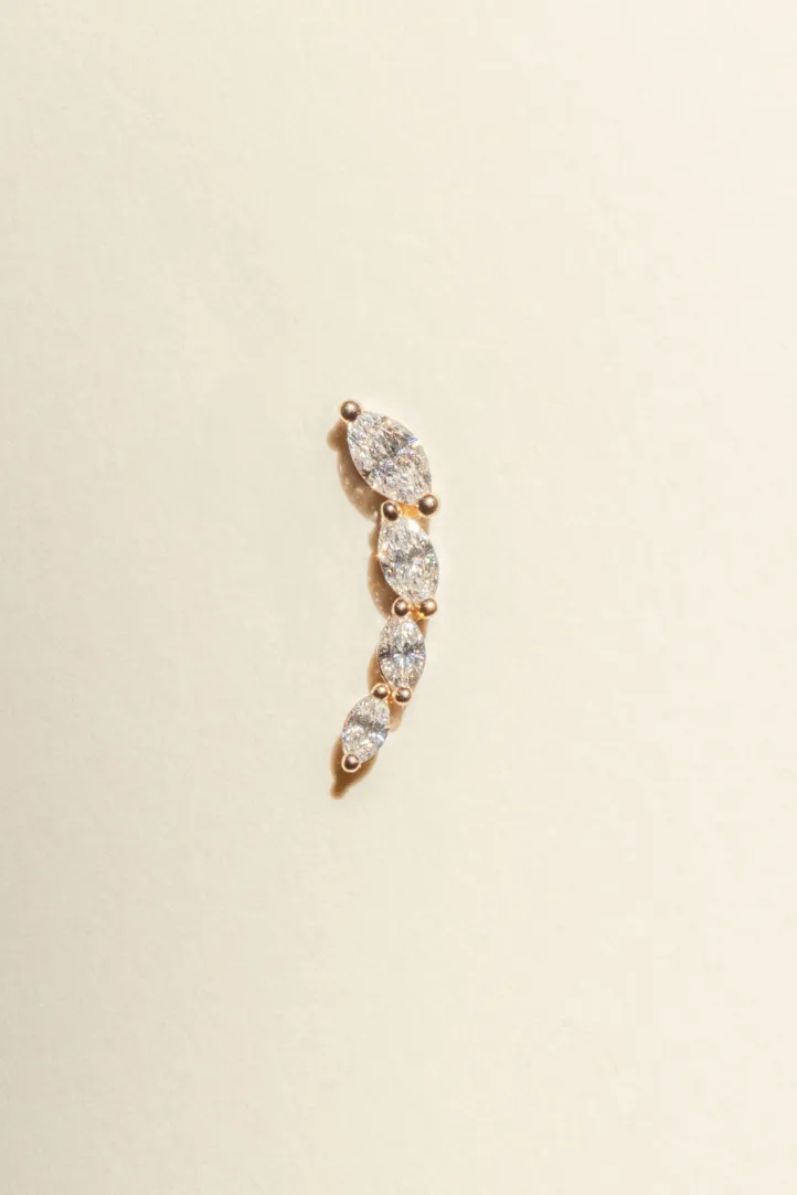 Puces d'oreille or rose serties diamants Céleste