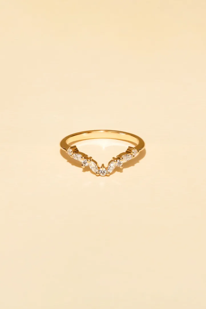 Alliance courbée or rose pavé diamant Sarah