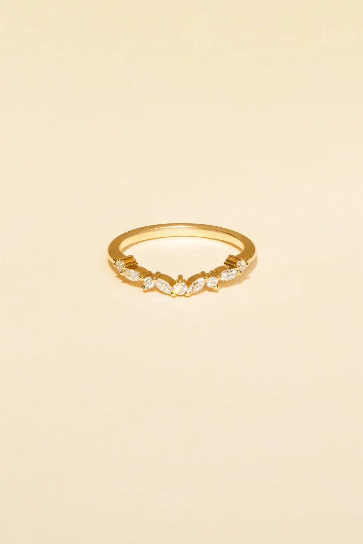 Alliance courbée or rose pavé diamant Sarah Douce