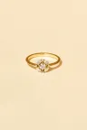 Bague Sertie Anneau fin or jaune 18 carats Brillant Diamant naturel taille Rond monture Marguerite