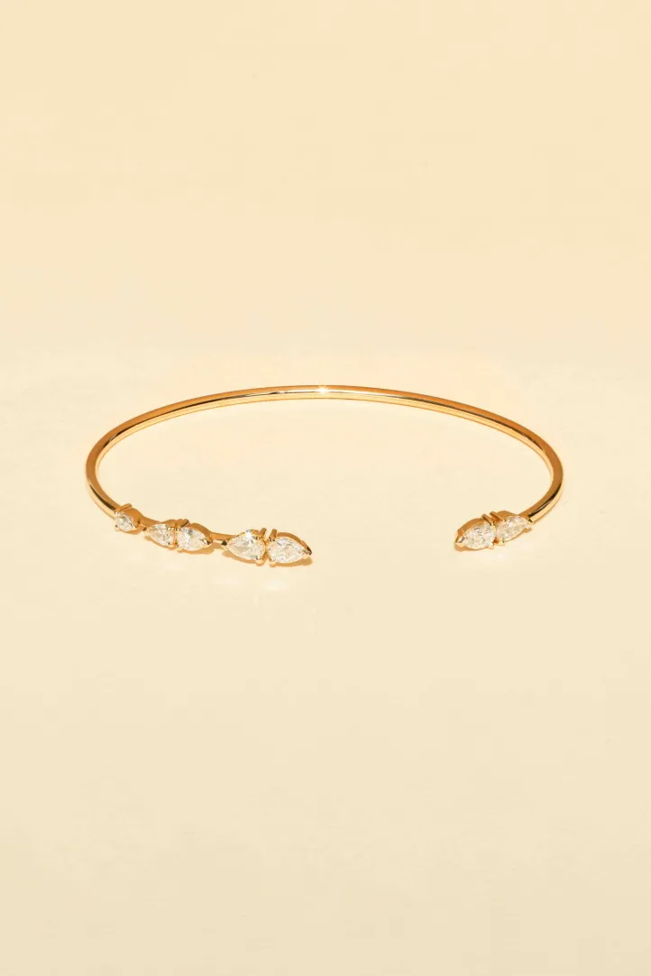 Bracelet Jonc Serti or rose 18 carats Poli Diamant naturel