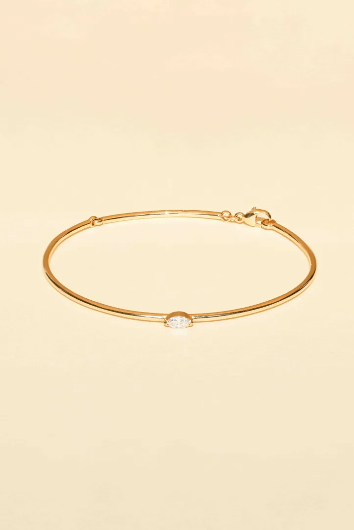 Bracelet Jonc Serti or rose 18 carats Poli Diamant naturel