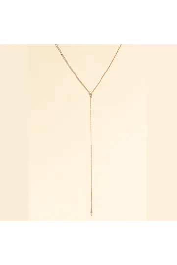 <p>The Tie necklace, in 750‰ yellow gold, set with marquise-cut and pear-cut diamonds.</p>