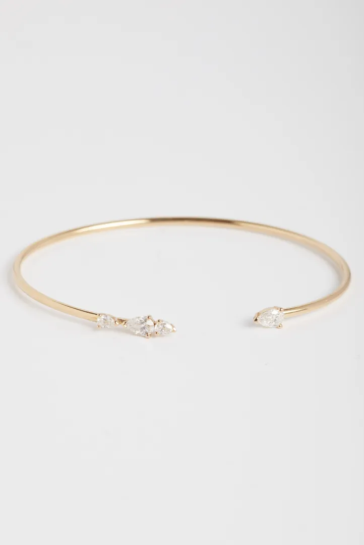 Bracelet Jonc Serti or rose 18 carats Poli Diamant naturel Bracelet Jonc Serti or rose 18 carats Poli Diamant naturel