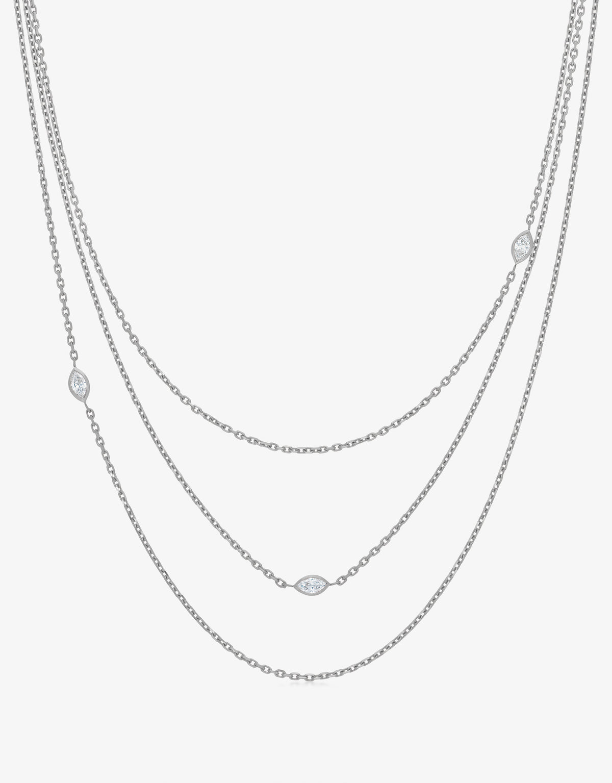 Necklace Hana Triptych - White gold